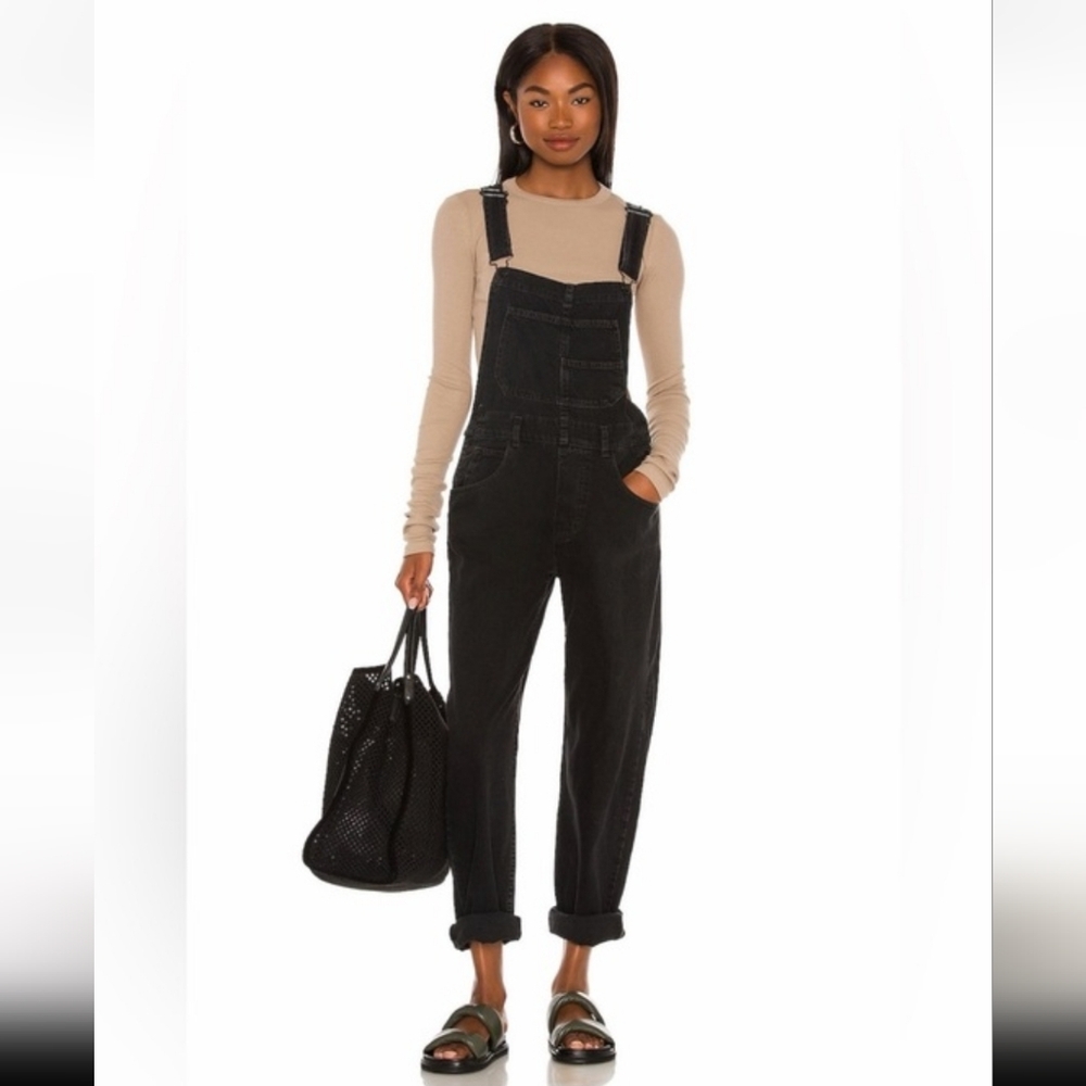Free People Light Blue Denim Overalls Straight Leg - Picture 11 of 11